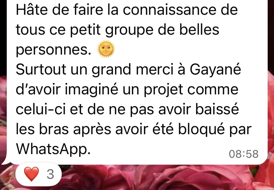 Message reçu à propos du social club