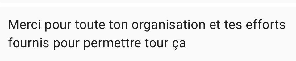 Message reçu à propos du social club