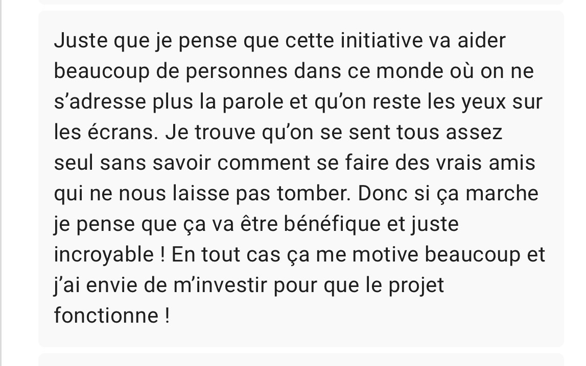 Message reçu à propos du social club
