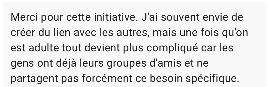 Message reçu à propos du social club